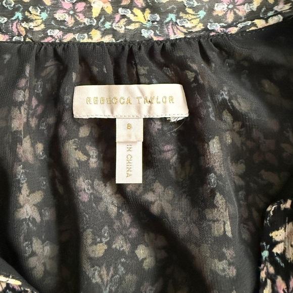 Rebecca Taylor Floral Silk Short Sleeve Louisa Ruffle Top Sz 8 Career  Romantic - Picture 3 of 13